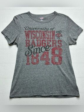 Wisconsin Badgers Soffe Single Stitch Distressed Graphic Tee Gray XL